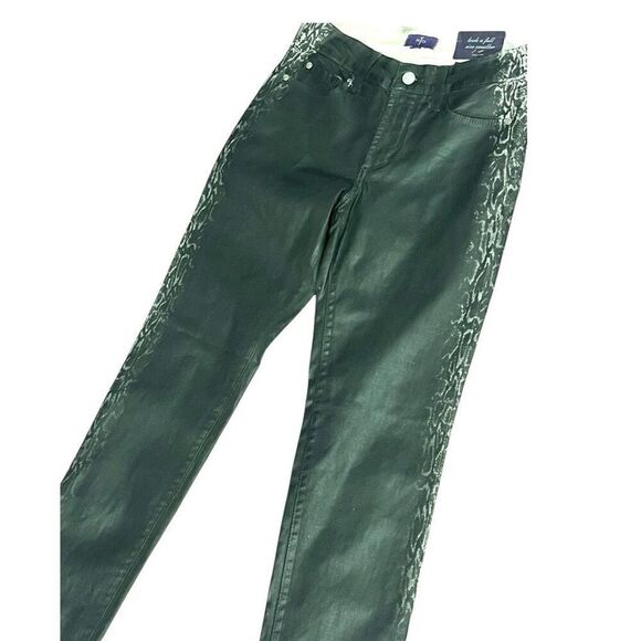 NYDJ Ciated Faux Leather Animal Print Tuxedo Stripes Sz 0P NWT Jeans - Picture 1 of 10